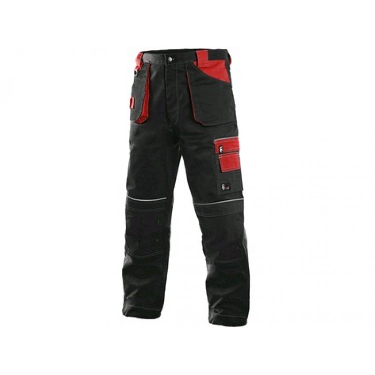 Pánske montérkové nohavice do pása CXS ORION TEODOR, čierno-červená